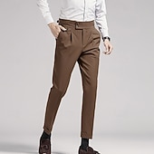cheap Slim-Men's Graduation Dress Pants Trousers Chinos Buttons Pocket Solid Color Comfort Formal Party Work Fashion Classic Style Black Navy Blue Micro-elastic