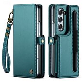 economico Cover Samsung-telefono Custodia Per Piegatura a Z 7 Z Fold 6 Copertura Posteriore Custodia Portafoglio con Supporto Con Cinturino da Polso con portapenne Retrò TPU PC