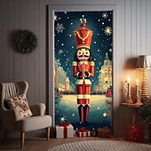olcso Karácsonyi ajtóburkolatok-karácsonyi ajtódíszek ajtóhuzatok karácsonyi diótörő ajtó kárpit ajtófüggöny dekoráció háttér beltéri/kültéri ajtó transzparens bejárati ajtóhoz parasztház ünnepi parti dekorációs kellékek