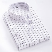 cheap Men&#039;s Button Down Shirts-Men&#039;s Dress Shirt Button Down Shirt Striped Shirt Collared Shirt Wedding Work Black White Red Navy Blue Long Sleeve Collar Clothing Apparel