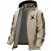 baratos Moletons de Caça-Homens Cowboy Veado Moletons Moda Diário Manga Longa Com Capuz Feriado Viagem Streetwear Marron Cinzento Com Cordão Zíper Bolsos Outono Inverno Designer