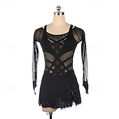 Χαμηλού Κόστους Φορέματα Καλλιτεχνικής Πατινάζ-Φόρεμα για φιγούρες πατινάζ Γυναικεία Κοριτσίστικα Patinaj Φορέματα Μαύρο Κουρελού Οπή για τον αντίχειρα Δίχτυ Σπαντέξ Ελαστικό Εκπαίδευση Εξάσκηση Επαγγελματική Ενδυμασία πατινάζ Διατηρείτε Ζεστό