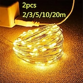 economico Striscie luci USB-2 luci a LED USB, luci fatate impermeabili in filo di rame/argento da 2 m, 3 m, 5 m, 10 m e 20 m per decorazioni natalizie, per matrimoni e feste