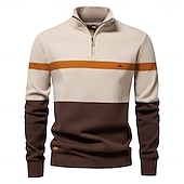 economico Maglioni e Cardigan Elite da Uomo-Per uomo Felpa Maglione Maglieria A Coste Maglia Top Regolari Collo ripiegato Casual Quotidiano Abbigliamento Primavera &amp; Autunno Bianco Verde S M L