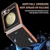 cheap Samsung Cases-Phone Case For Samsung Galaxy Z Flip 6 Z Flip 5 Z Flip 4 Z Flip 3 Back Cover Shockproof Retro Carbon Fiber Plating