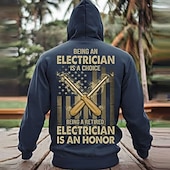 cheap Men&#039;s 3D Hoodies-Men&#039;s Funny Electrician Hoodies Sweatshirt Outerwear Hooded Sweatshirt Crew Neck Fashion 3D Print Party Holiday Streetwear Black Blue Drawstring Fall Winter Designer