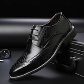 cheap Formal-Men&#039;s Classic Brown Brogue Oxford Dress Shoes – Faux Leather Lace-Up Formal Footwear for Office &amp; Events