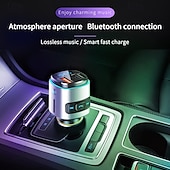お買い得  車用Bluetoothキット/ハンズフリー-bc41 車用 mp3 プレーヤー 車載充電器、qc3.0 急速充電、カラフルなアンビエント ライト、FM トランスミッター、デュアル USB ポート