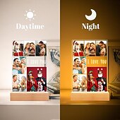 cheap Gifts-Personalized Light Up Photo Lamp Valentines Anniversary Gifts Custom Photo Frames with Night Light Unique Birthday Gifts for Valentine's Day Couples Him &amp; Her