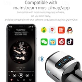 お買い得  車用Bluetoothキット/ハンズフリー-bc41 車用 mp3 プレーヤー 車載充電器、qc3.0 急速充電、カラフルなアンビエント ライト、FM トランスミッター、デュアル USB ポート