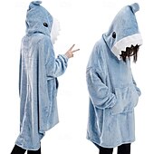 billige Kigurumi-pysjamas-Voksne Helfarge Onesie-pysjamas Oversized hetteteppe Bærbart teppe med lomme Onesie-pysjamas Kigurumi pyjamas søt stil Til Damer og Herrer Karneval Maskerade Tegnefilm