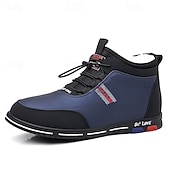 baratos Ténis para Homem-tênis casuais masculinos forrados e quentes de inverno – sapatos de cano alto com cadarço à prova d&#039;água e forro de pelúcia, sola antiderrapante, ideal para atividades ao ar livre e clima frio