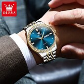 Недорогие Кварцевые часы-новый бренд olevs olevs мужской бизнес не ржавеет стальной ремень кварцевые часы светящийся календарь дисплей недели бриллианты водонепроницаемый простой модный тренд мужские наручные часы