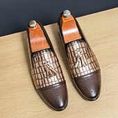 economico Semi-formale-mocassini da uomo in similpelle con motivo coccodrillo marrone e dettaglio nappa – eleganti scarpe eleganti slip-on per occasioni formali e abbigliamento da ufficio