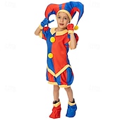 ieftine Stil Joker-Joker Clovn Pomni Halloween Ținute Costum circ Costum de carnaval Cosplay Pentru copii Băieți Fete Halloween Carnaval Mardi Gras Performanță Petrecere Scenă Costume de Halloween ușoare Îmbrăcați-vă