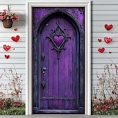 abordables Bannières de Garage et de Porte-Wedding Outdoor Decorations Door Covers Door Tapestry Door Curtain Decoration Backdrop Indoor/Outdoor Door Banner for Front Door Farmhouse Hearts