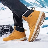 baratos Botas de caminhada-botas de inverno masculinas impermeáveis e isoladas com sola de borracha antiderrapante e forro de pele sintética para caminhadas ao ar livre
