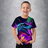 お買い得  男の子の3D動物-男の子 3D グラフィック 動物 恐竜 Tシャツ Ｔシャツ 半袖 夏 春 ファッション ベーシック 子供 4〜12年 クルーネック アウトドア カジュアル 日常 レギュラー