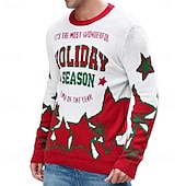 preiswerte Herrenpullover-Herren Jacquard-Pullover Hässlicher Weihnachtspullover Pullover Lässiger Pullover Weihnachtspullover Stricken Rundhalsausschnitt Monogramm Stern Rundhalsausschnitt Weihnachten Strickware Party