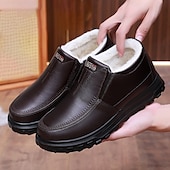 cheap Men&#039;s Slip-ons &amp; Loafers-Men&#039;s Casual Cozy and Warm Faux Leather Slip-on Shoes with Fur Lining - Perfect for Winter Outdoor Activities