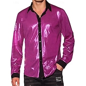 cheap Tops-Retro Vintage 1970s 1980s Shirt Disco Shiny Metallic Men&#039;s Carnival Costume Halloween Carnival Performance Party Club Adults&#039; Shirt