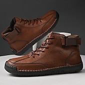 economico Stivaletti alla caviglia-stivaletti casual da uomo in similpelle marrone - design con lacci, cinturino regolabile e suola antiscivolo per il comfort quotidiano