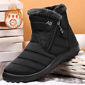 cheap Winter &amp; Snow Boots-Men&#039;s Gray Winter Boots with Zipper Closure, Warm Fleece Lining, and Waterproof Design – Ideal for Outdoor Activities in Cold Weather
