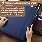 baratos Arrumação e Organização-bolsa de negócios de couro vegano portfólio de negócios com zíper padfolio tudo em um. capa protetora para tablet mais inteligente, slot para apresentação, calculadora, armazenamento de cartão, bloco