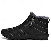 abordables Botas de invierno y nieve-Botas de nieve de invierno amarillas para hombre: impermeables, con forro de piel, cierre de cremallera, botines cálidos antideslizantes para clima frío