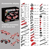 halpa Rakennuslelut-kilpa-auto 8-12-vuotiaille pojille metalli rakennussarja rakennuslelut 8-12-vuotiaille pojille Roadster punainen ajoneuvomalli lapsille pojille 8 9 10 11 12-16 v 265kpl