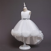 economico Vestiti per serate-Bambino Da ragazza Vestito da festa Tinta unica Senza maniche Prestazioni Compleanno Retato Bellissimo Dolce Poliestere Asimmetrico Vestito da festa Vestito svasato Abito linea A Estate 4-12 anni