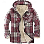 levne fleecové mikiny-Pánské Mikina na zip Mikina s kapucí na zip Fleecová bunda Černá Rubínově červená Světle modrá Kapuce Pléd Zapni Kapsy Sporty a outdoor Denní Dovolená Polyester Šik ven Základní Na běžné nošení