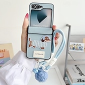 رخيصةأون جراب سامسونج-هاتف غطاء من أجل زد فليب 6 Z Flip 5 Z Flip 4 Z Flip 3 غطاء خلفي مع رباط المعصم ضد الصدمات مكتب  /  الأعمال TPU جلد PU