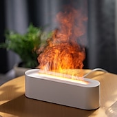 cheap Humidifiers &amp; Dehumidifiers-Aroma Diffuser Humidifier Fireplace Flame Diffuser Aromatherapy Essential Oil Diffuser USB Simulated Flame Diffuser 150mL ABS