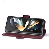 Χαμηλού Κόστους Samsung Θήκη-τηλέφωνο tok Για Samsung Galaxy Z Fold 7 Z Διπλώστε 6 Z Fold 5 Z Fold 4 Z Fold 3 Αναποδογυρίστε το κάλυμμα με βάση στήριξης Μαγνητική Υποδοχή κάρτας Ρετρό TPU PU δέρμα