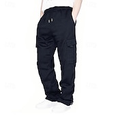 baratos Calças Desportivas-Homens Calças de lã Calças Esportivas Corredor Calças Calça de moletom cargo Com Cordão Cintura elástica Bolso multi Côr Sólida A Prova de Vento Exterior Comprimento total Casual Diário Moda Roupa de