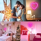 cheap Neon LED Lights-Pink Heart Neon Sign LED Light Battery Operated / USB Powered Table and Wall Decor Lamp for Dorm Girl&#039;s Room Mothers Day Valentine&#039;s Day Party Birthday Home Christmas Decoration