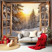 olcso karácsonyi gobelin lóg-karácsonyi díszek függő gobelin ablak kilátás fal művészet karácsonyi nagy kárpit falfestmény dekoráció fénykép háttér takaró függöny otthon hálószoba nappali dekoráció