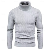 cheap Men&#039;s Pullover Sweater-Men&#039;s Turtleneck Sweater Pullover Sweater Jumper Ribbed Knit Regular Knitted Slim Fit Plain Turtleneck Modern Contemporary Work Daily Wear Clothing Apparel Winter Spring &amp;  Fall Black White M L XL