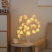 billige Dekorative lys-led rosetre lampe valentinsdag skrivebordslampe bryllup bursdagsfest hjemme soverom nattlys usb-drevet avtakbar valentinsdag dekorasjon nattlys