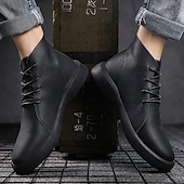 abordables Bottines-bottines décontractées en similicuir pour hommes avec design à lacets, semelle antidérapante confortable, parfaites pour un usage quotidien et des activités de plein air