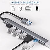 levne USB rozbočovače-usb hub dock 3.0 7 port usb 2.0 3.0 hub multi splitter adaptér otg typ c hub pro lenovo huawei xiaomi macbook hliníková slitina
