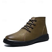 abordables Bottines-bottines décontractées en similicuir pour hommes avec design à lacets, semelle antidérapante confortable, parfaites pour un usage quotidien et des activités de plein air