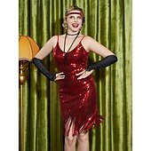 olcso Öltözetek-Retró Ordító 20-as évek 1920-as évek Déli Flapper ruha Felszerelések Koktélruha A nagy Gatsby Flapper lány Esküvői Vendég Flitter Rojt Női Farsangi jelmez 7 db Karácsony Mindszentek napja Farsang