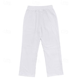 preiswerte Retro-Herren Leinenhose Hose Hosen Sommerhosen Kordelzug Elastische Taille Gerade geschnitten Kokosnussbaum Komfort Atmungsaktiv In voller Länge Outdoor Casual Täglich Modisch Retro Vintage Schwarz Weiß
