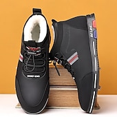 baratos Ténis para Homem-tênis casuais masculinos forrados e quentes de inverno – sapatos de cano alto com cadarço à prova d&#039;água e forro de pelúcia, sola antiderrapante, ideal para atividades ao ar livre e clima frio