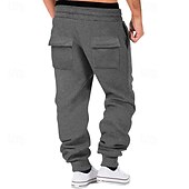 baratos Carga-Homens Calça esportiva Calças Esportivas Corredor Calças Calça de moletom cargo Bolsos Com Cordão Cintura elástica Tecido Conforto Esportes Diário Moda Casual Preto Verde Tropa Micro-Elástica