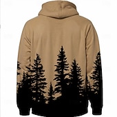 economico Felpe da Caccia-Per uomo foresta Cervo Felpa con Cappuccio Felpa Cowboy Casual Manica Lunga Con Cappuccio Abbigliamento casual alla moda Sport all'Aperto Marrone chiaro Marrone Verde Tasca Stampa 3D Autunno Inverno