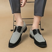 abordables Semi-formel-chaussures oxford à lacets de style vintage pour hommes – design en toile bicolore et similicuir pour une tenue formelle et décontractée