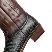 levne Cowboy &amp; Western Boots-pánské westernové kovbojské boty s potiskem hadí kůže a složitým designem z umělé kůže – stylová a odolná obuv pro rodeo a country akce